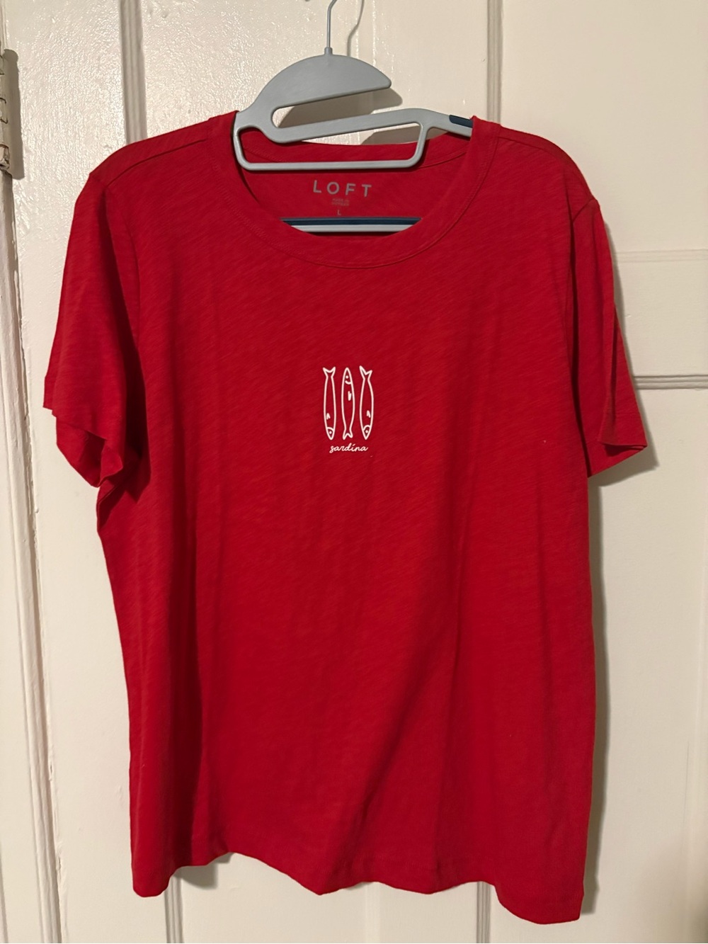 LOFT Red Short-Sleeve Tee with Small Fish Graphic